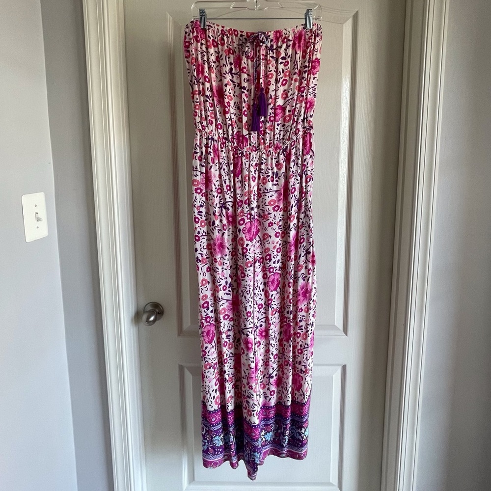Pretty Pink & White Floral Strapless Jumper